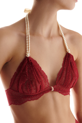 Bracli Sydney Daisy Pearl Bra in Red - Naughty Knickers