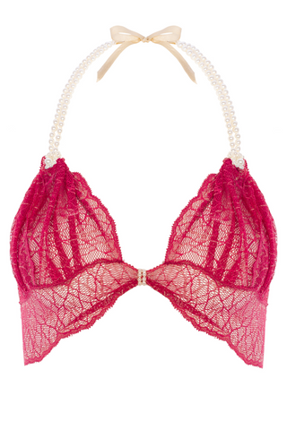 Bracli Sydney Daisy Pearl Bra in Red - Naughty Knickers