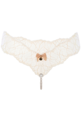 Bracli Sydney Daisy Single Pearl Thong in Ivory - Naughty Knickers