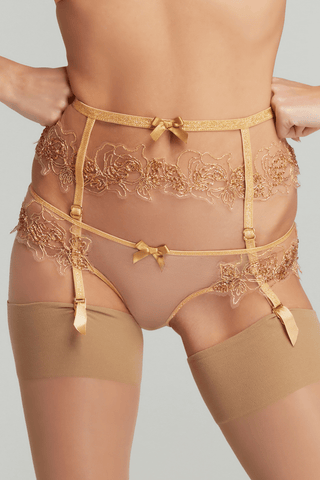 Agent Provocateur Lindie Suspender Belt Gold/Sand