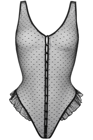 Atelier Amour Coup de Foudre Black Tulle Openable Bodysuit