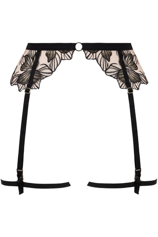 Atelier Amour Fleur Defendue Black Embrodiery Suspender Belt