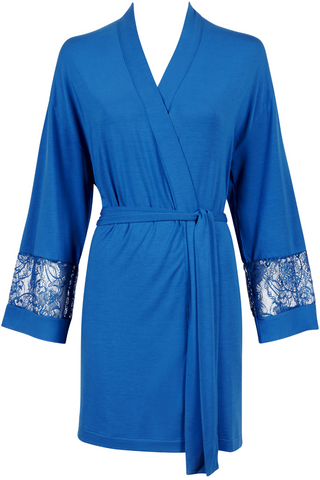 Aubade Blue Short Kimono Lazy Days - Luxury Nightwear