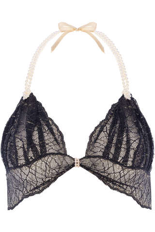 Bracli Sydney Daisy Pearl Bra Black - Black Lace Lingerie