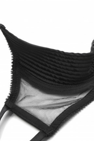 Cadolle Chic Satin & Mesh Quarter Cup Bra Black