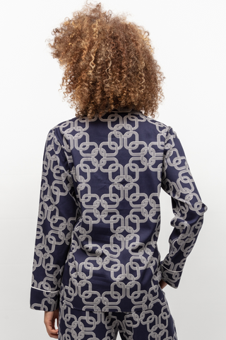 Cyberjammies Avery Chain Print Pyjama Top Navy