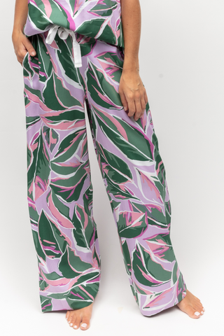 Cyberjammies Lexi Leaf Print Wide Leg Pyjama Bottoms Lilac