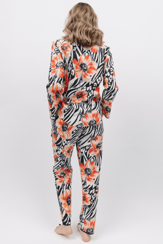 Cyberjammies Nicole Animal Floral Print Pyjama Pants Charcoal Mix