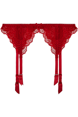 Aubade Red Lace Suspender Belt Danse des Sens - Lace Lingerie