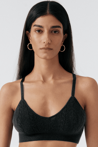 Else black cashmere longline bralette – soft cup luxury lingerie