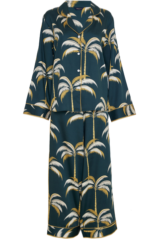 Fable & Eve Pimlico Palm Print Pyjama Set Emerald Green