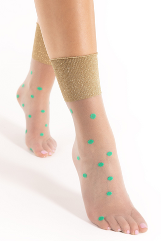 FiORE Broadway Nude Dot Pattern Socks Green/Gold | Patterned Socks