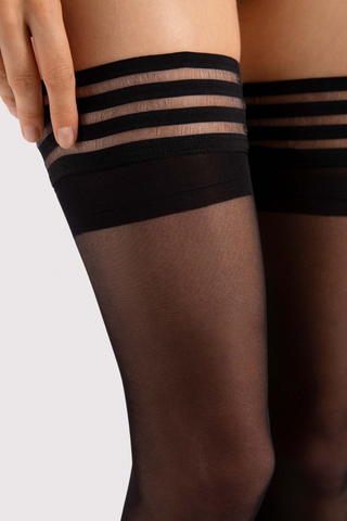 FiORE Sensual Femme Fatale Black Hold Ups | Sheer Stay Ups