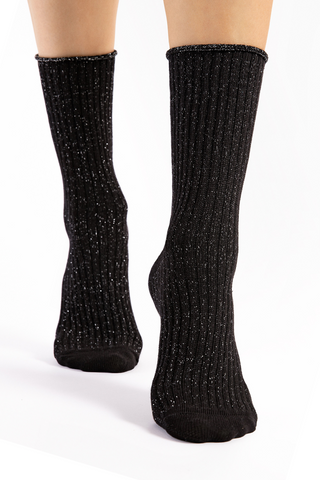 FiORE Trinny Black & Silver Cotton Socks