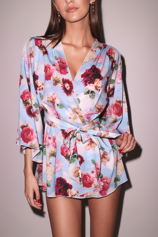 Fleur du Mal Angel Sleeve Robe Dreamy Floral Print