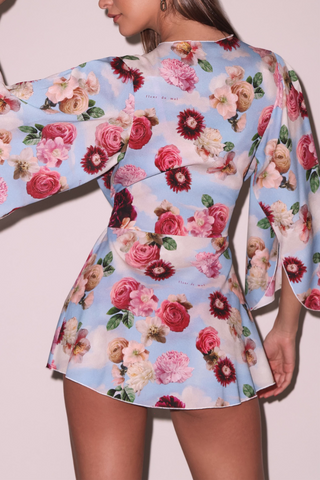 Fleur du Mal Angel Sleeve Robe Dreamy Floral Print