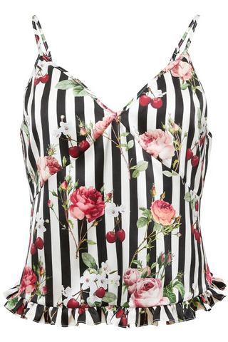 Fleur Du Mal Cherry Rose Ruffle Silk Camisole - Silk Loungewear