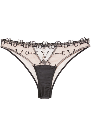 Fleur Du Mal Equestrian Embroidery Cheeky Brief Black - Naughty Knickers