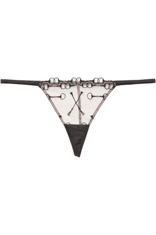 Fleur Du Mal Equestrian Embroidery Mini Thong Black - Naughty Knickers