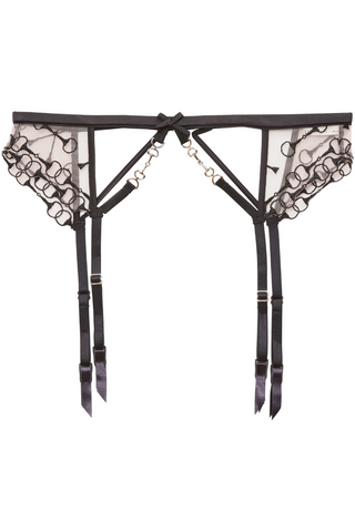 Fleur Du Mal Equestrian Embroidery Suspender Black - Naughty Knickers