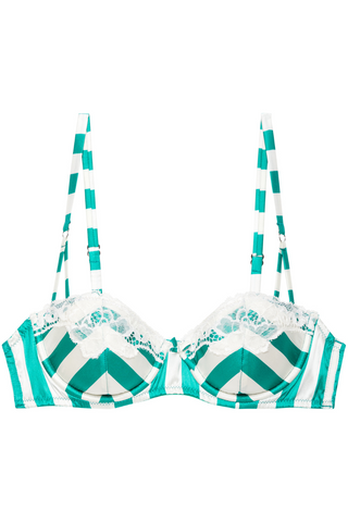 Fleur du Mal Eve Silk & Lace Balconette Bra in Riviera Stripe
