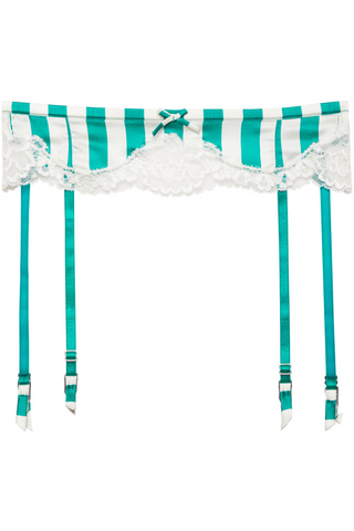 Fleur du Mal Eve Silk & Lace Suspender Belt in Riviera Stripe
