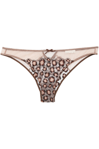 Fleur Du Mal Leopard Embroidery Cheeky Brief Chocolate