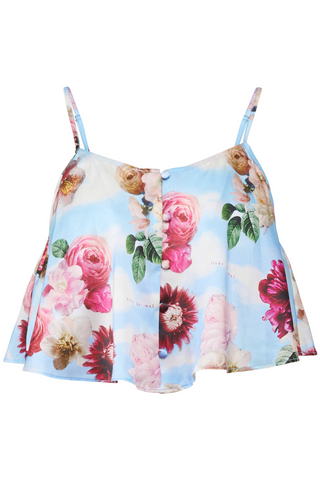 Fleur du Mal Luxe Flutter Cami – Silk Floral Lounge Top | Naughty Knickers