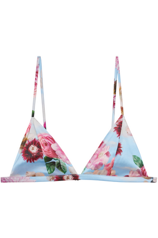Fleur du Mal Luxe Silk Triangle Bra Dreamy Floral Print - Silk Lingerie