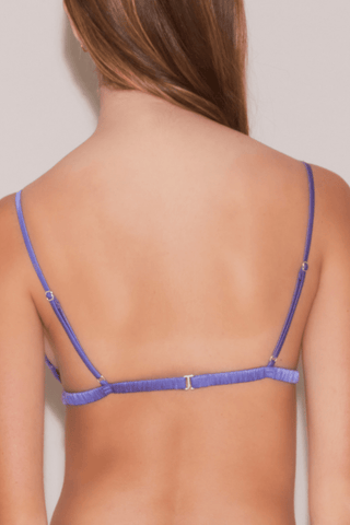 Fleur Du Mal Luxe Silk Satin Triangle Bra Periwinkle