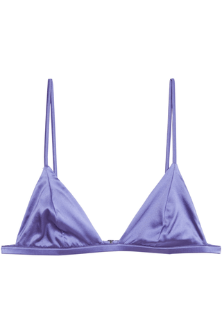 Fleur Du Mal Luxe Silk Satin Triangle Bra Periwinkle