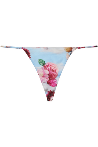 Fleur du Mal Luxe Silk V-String Dreamy Floral Print - Silk Knickers