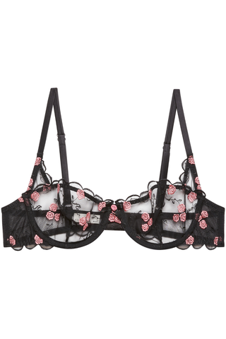 Luxury embroidered rose lingerie balconette bra by Fleur du Mal