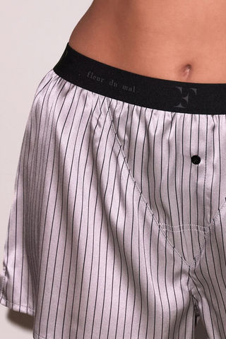 Fleur du Mal Pinstripe Silk Boxer Short