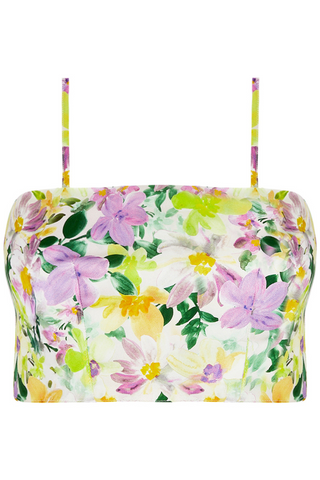 Lise Charmel Floral Print Satin Crop Top - Strappy Top