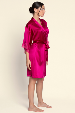 Lise Charmel Raspberry Mid Length Silk Robe Splendeur Soie