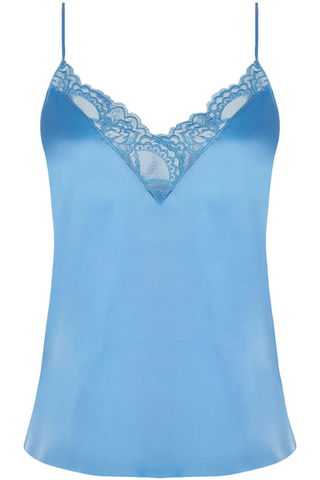 Lise Charmel Blue Silk Camisole Sublime En Dentelle - Silk Nightwear