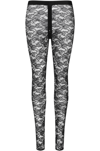 Maison Close Flashback black lace leggings with two-way zip