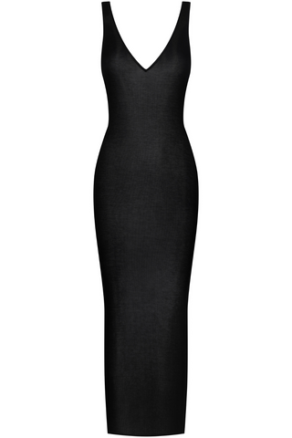 Maison Close La Femme Amazone V Neck Long Dress Black