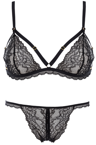 Maison Close Le Petit Secret Dentelle Triangle Bra & Naked Brief Black