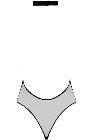 Plunging V Neck Black Thong Bodysuit Maison Close Pure Tentation