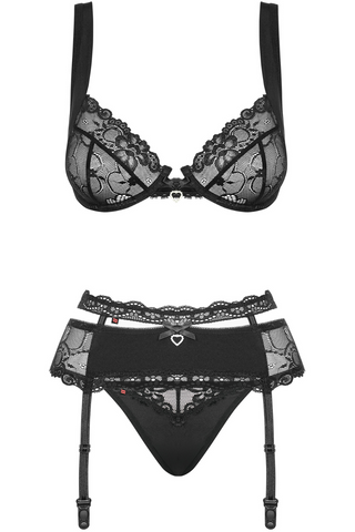 Obsessive Heartina Lingerie Set in Black