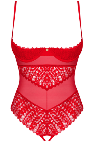 Obsessive Ingridia Cupless & Crotchless Bodysuit Red