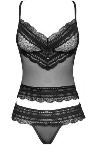 Obsessive Ivannes Top & Thong Set Black - Sexy Black Lingerie