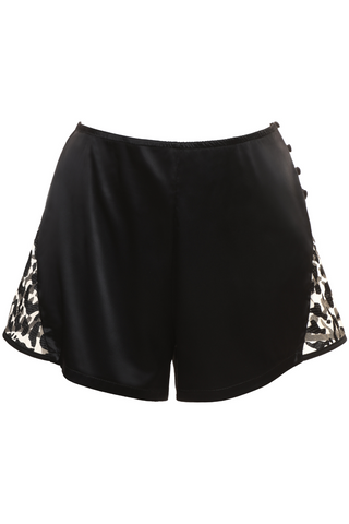 Prelude Black Satin Shorts Les Nuits Folles - Luxury Satin Nightwear