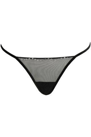 Sarda Chaika Sheer Black Mesh Mini Thong - Luxury Knickers