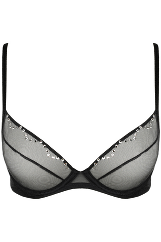 Sarda Chaika Sheer Black Plunge Bra - Luxury Lingerie