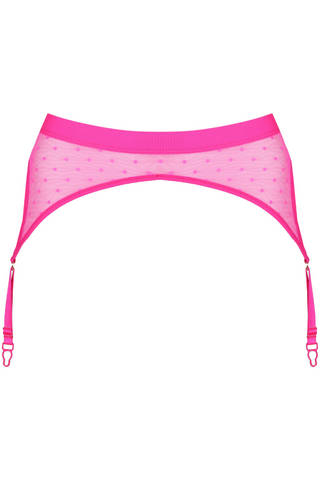 Sarda Rincon Pink Mesh Suspender Belt - Sexy Sheer Lingerie
