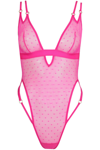 Sarda Rincon Pink Special Thong Body - Sexy Sheer Bodysuit