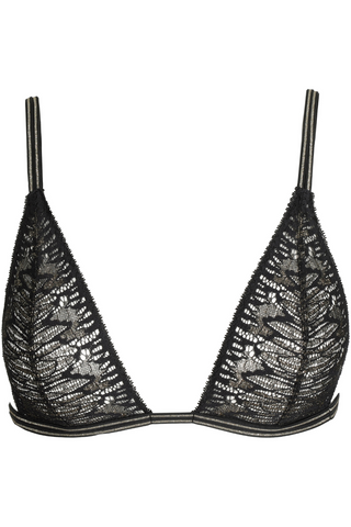 Sardia Tabei Wireless Triangle Bra Black & Gold - Soft Cup Bra